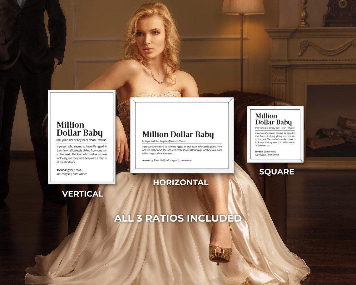 Million Dollar Baby Funny Definition Lucky Winner Typography Wall Art - Image 3