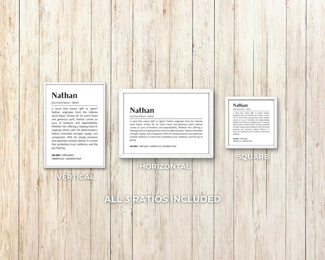 Nathan Name Definition Wall Art Personalized Name Meaning Gift For Him Poster Hebrew Name Art Print Minimalist Decor Typography As Art Idea - Image 3