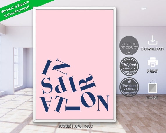 Inspiration Scrambled Typography Navy Pink Motivational Word Art Decor Poster