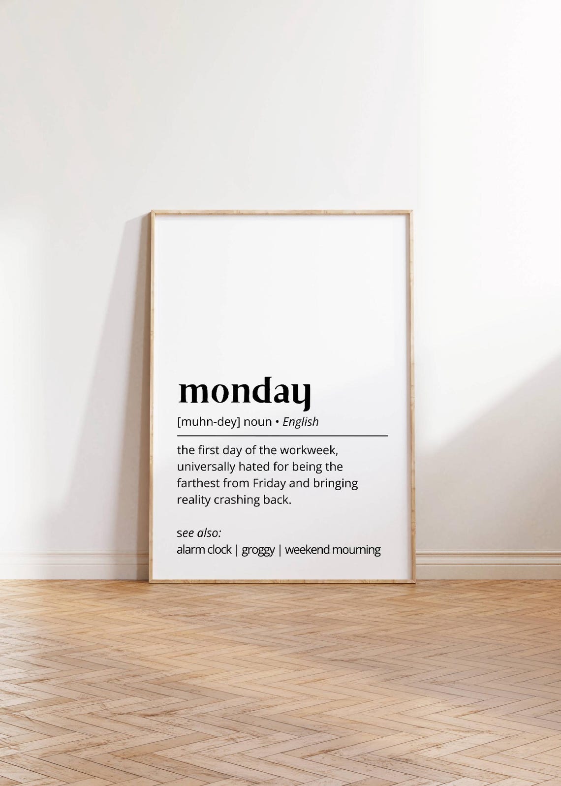 Monday Definition Funny Workweek Phrase Dictionary Meaning Poster - Image 3