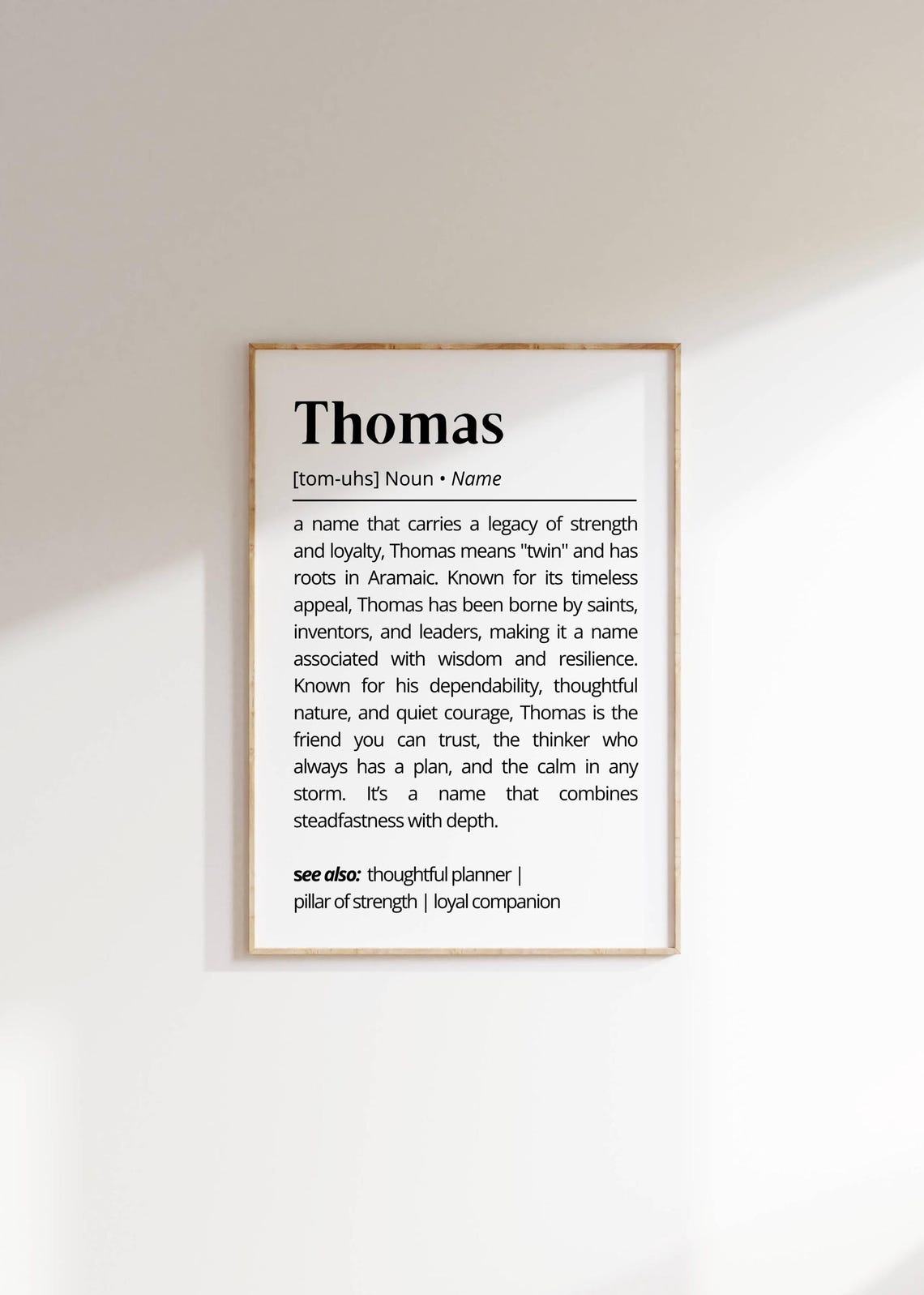 Thomas Name Meaning Dictionary Definition Personalized Gift Poster - Image 4
