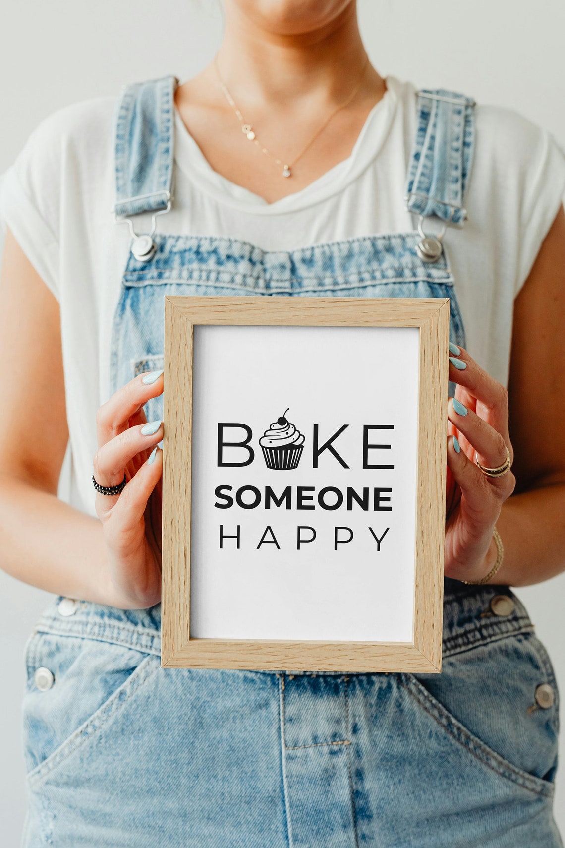 Bake Someone Happy Cupcake Kitchen Quote Minimalist Black Poster - Image 3