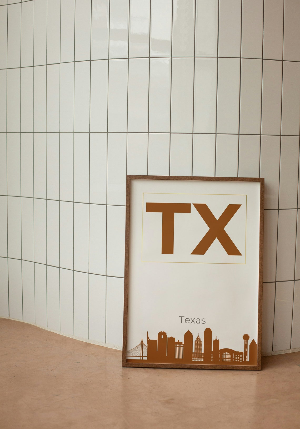 Texas TX Rust Typography Skyline Silhouette State Pride Poster - Image 3