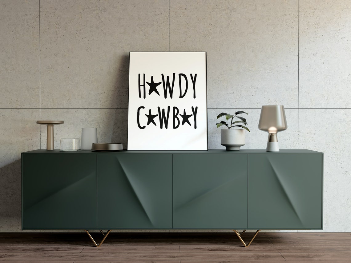 Howdy Cowboy Star Typography Western Ranch Decor Quote Poster - Image 2