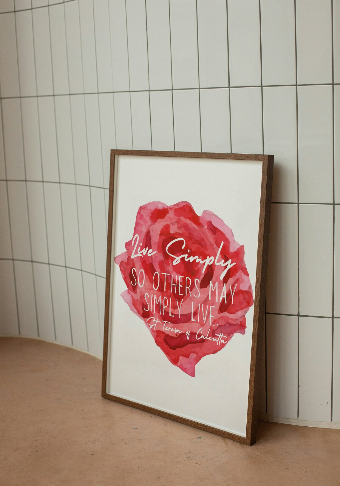 Live Simply So Others May Simply Live Rose Watercolor Circle Quote Poster - Image 2