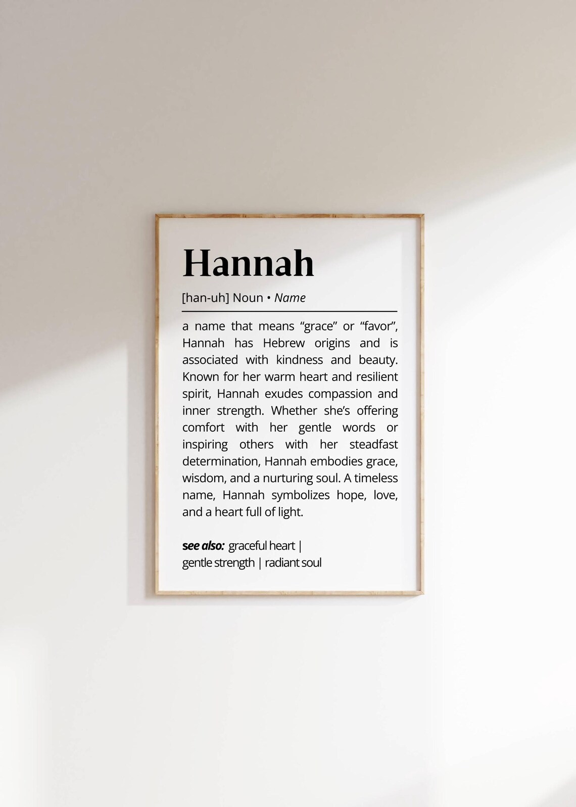 Hannah Name Definition Personalized Typography Art Print