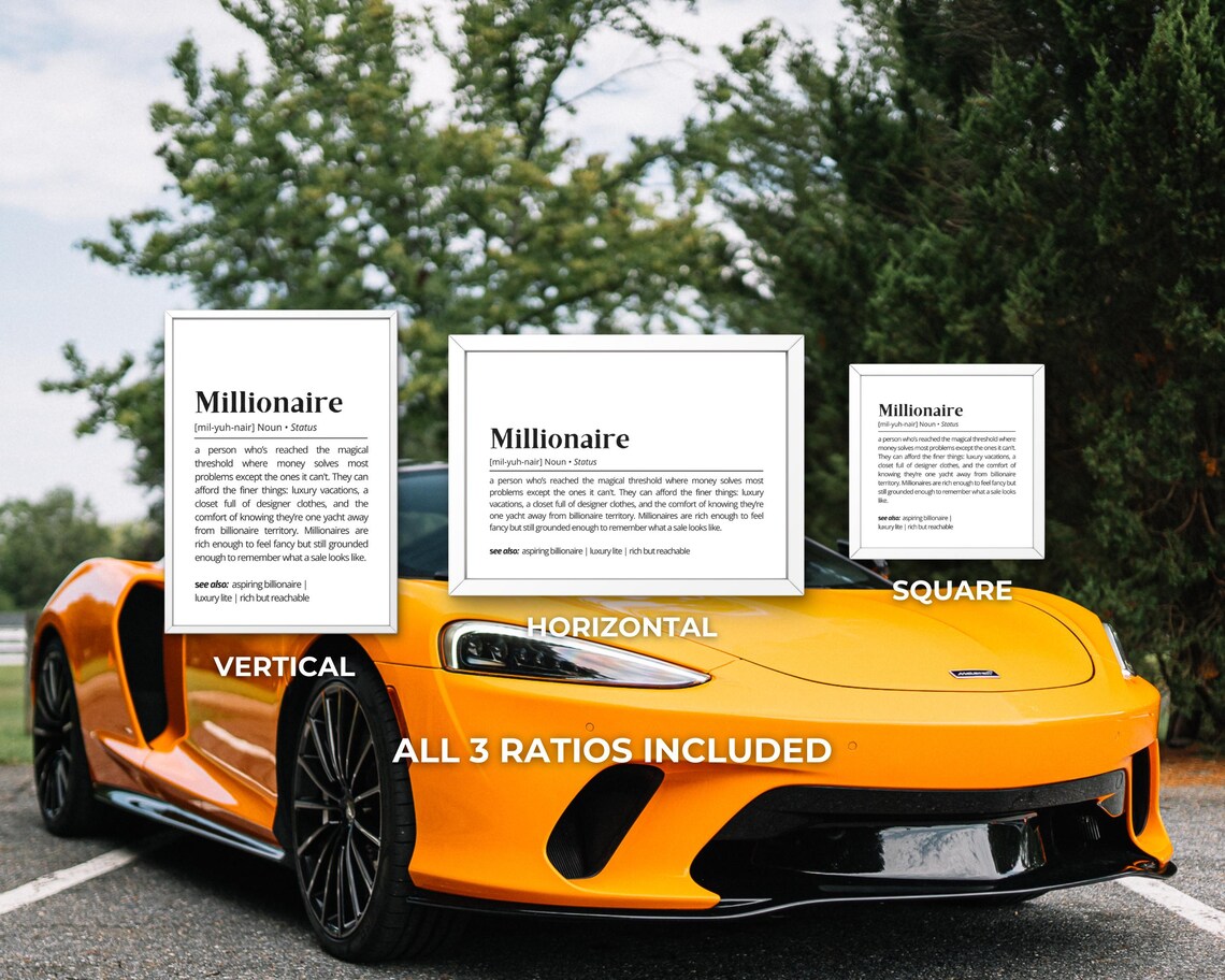 Millionaire Definition Poster Funny Wealth Status Satire Minimalist Gift Art - Image 3