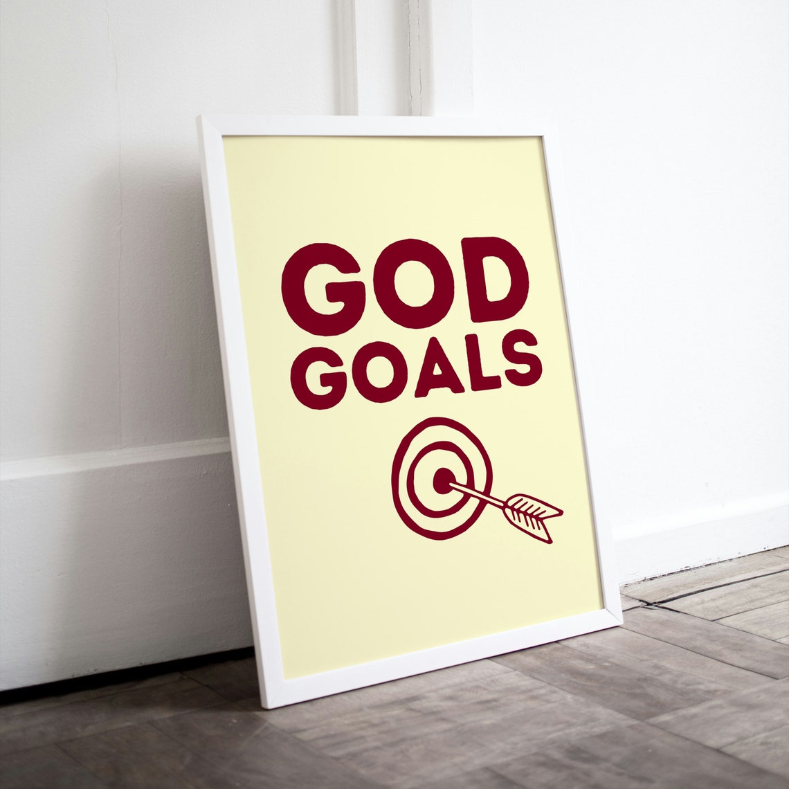God Goals Target Arrow Typography Maroon Vintage Style Faith Poster