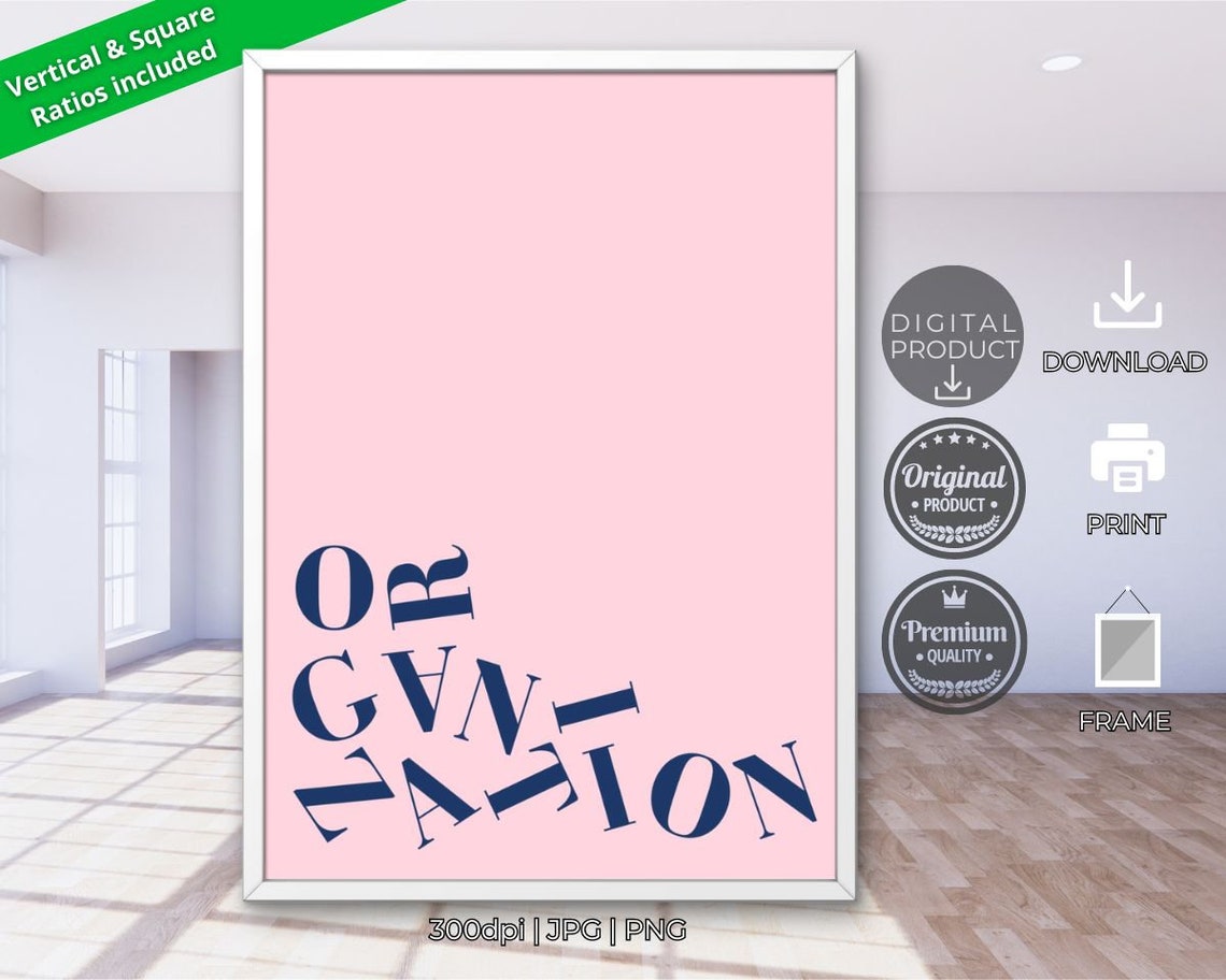 Organization Wavy Typography Navy Pink Minimalist Motivational Word Art Poster