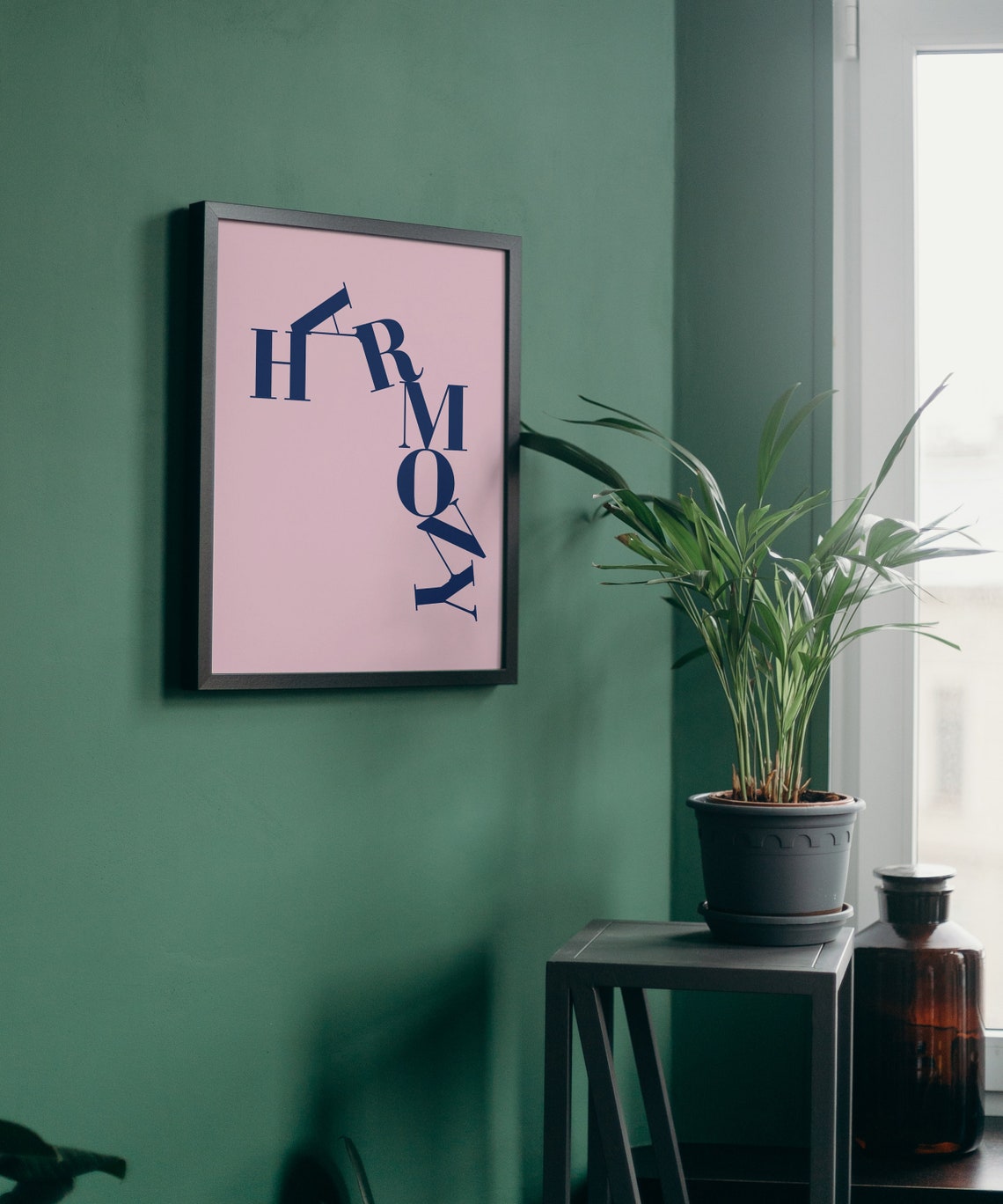 Harmony Wavy Typography Navy Pink Minimalist Motivational Word Art Poster - Image 2