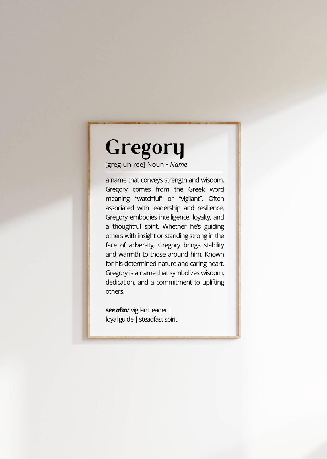 Gregory Name Definition Wall Art Minimalist Inspiration Unique Personalized Name Meaning Gift Typography As Art Poster For Him