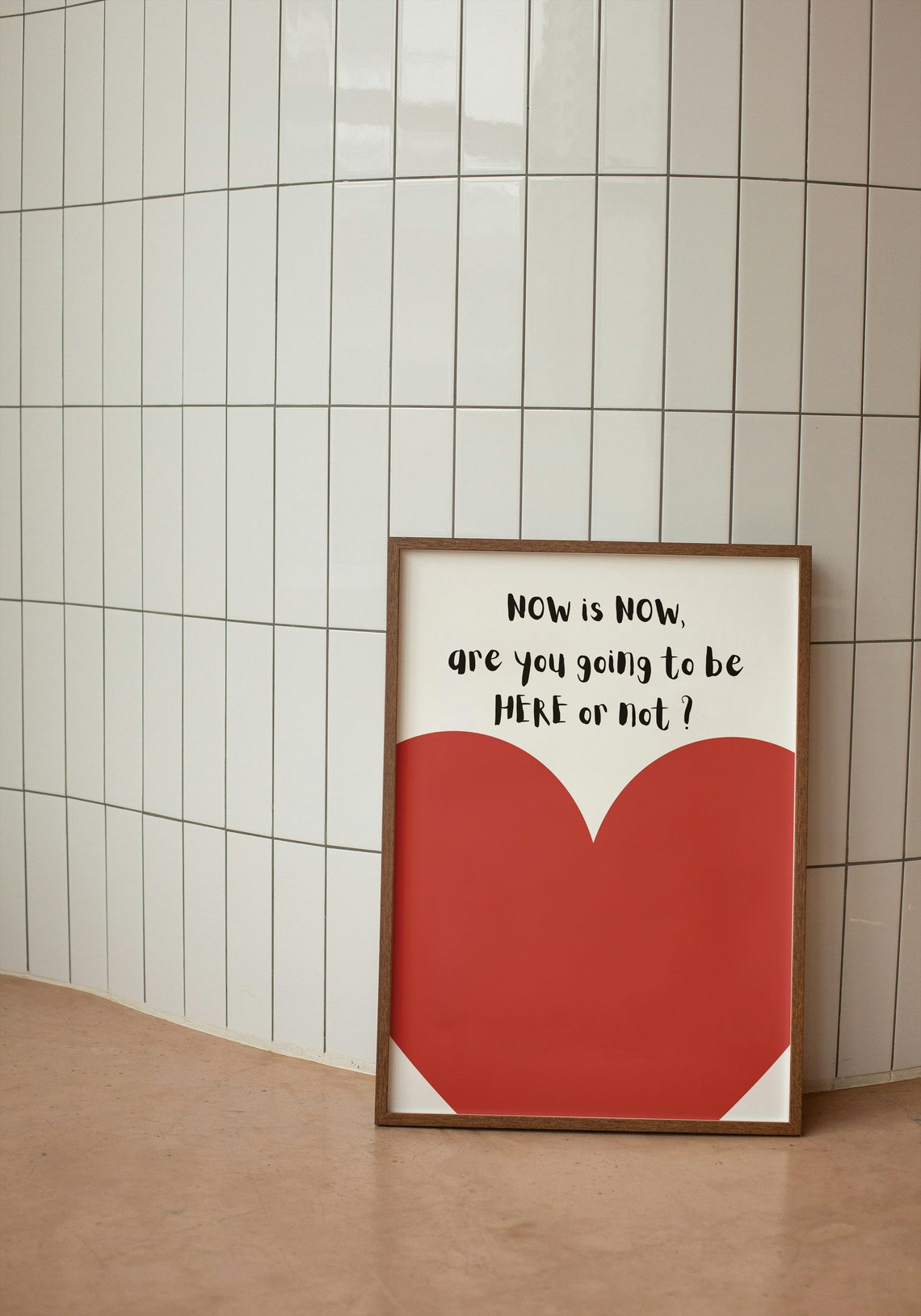 Now Is Now Quote Red Heart Graphic Romantic Love Wall Poster - Image 3