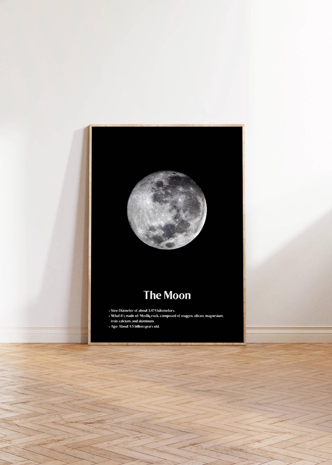 The Moon Photo Facts Poster Black Space Astronomy Educational Decor - Image 3