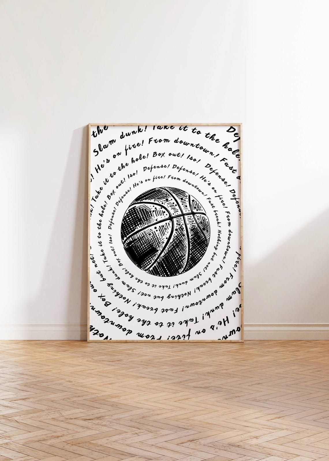 Basketball Spiral Typography Poster Vintage Court Slang Game Day Art - Image 2