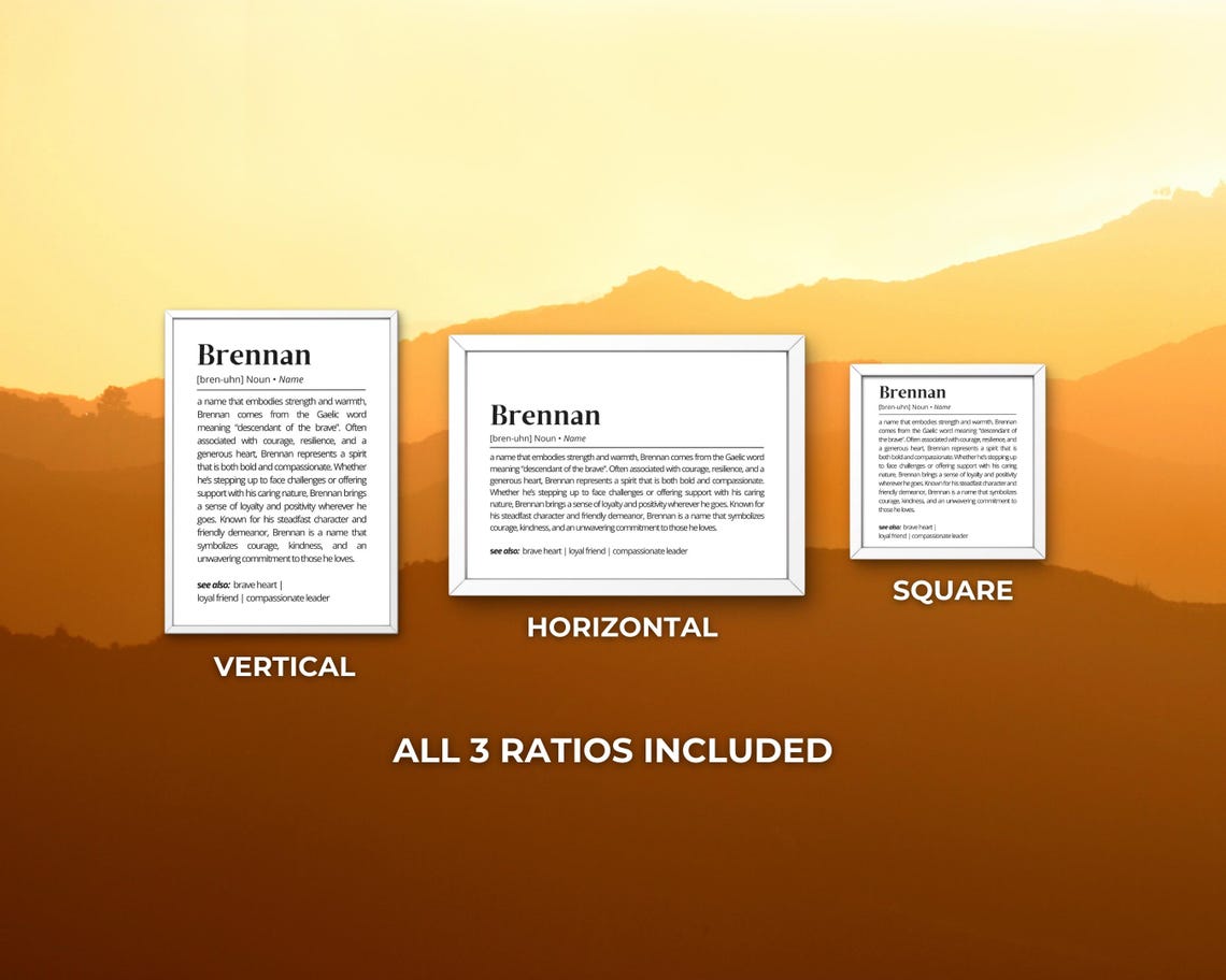 Brennan Personalized Name Meaning Dictionary Style Minimalist Poster - Image 3