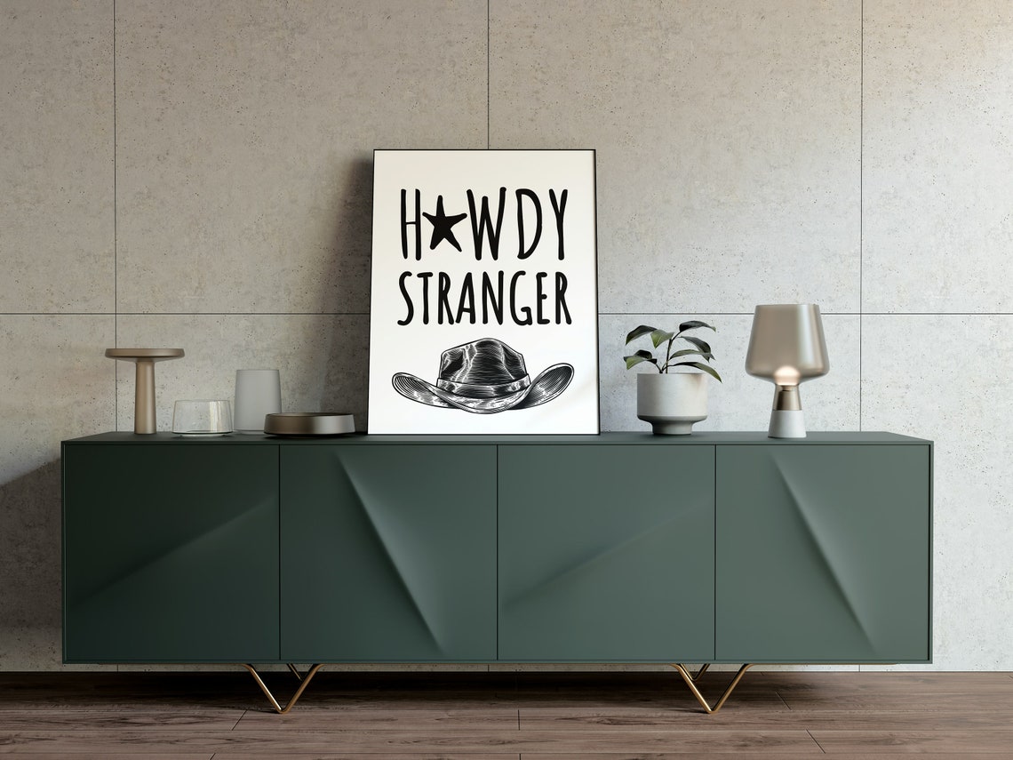 Howdy Stranger Cowboy Hat Sketch Western Typography Ranch Poster - Image 3