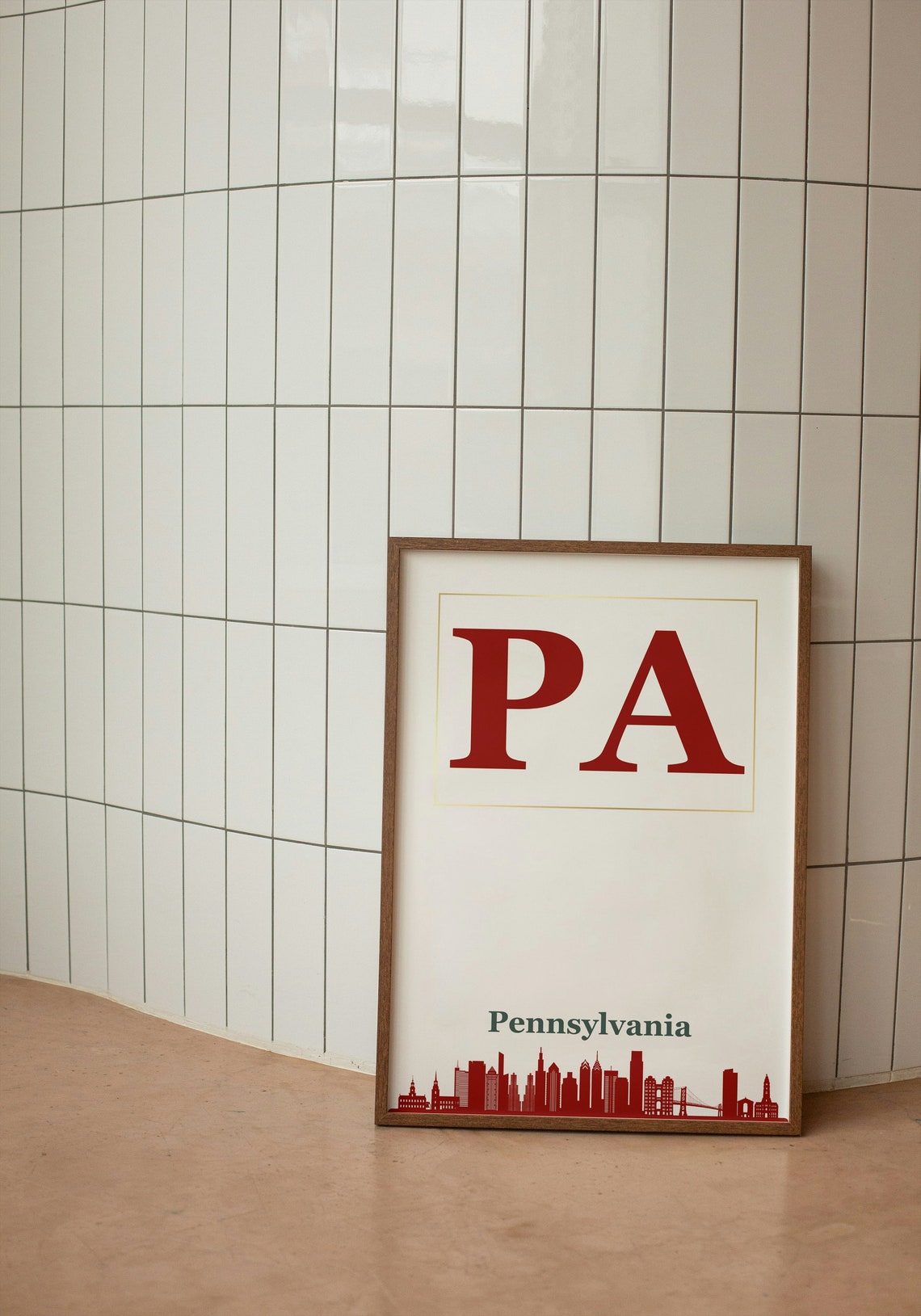 Pennsylvania PA Red Typography Skyline Silhouette State Pride Poster - Image 2
