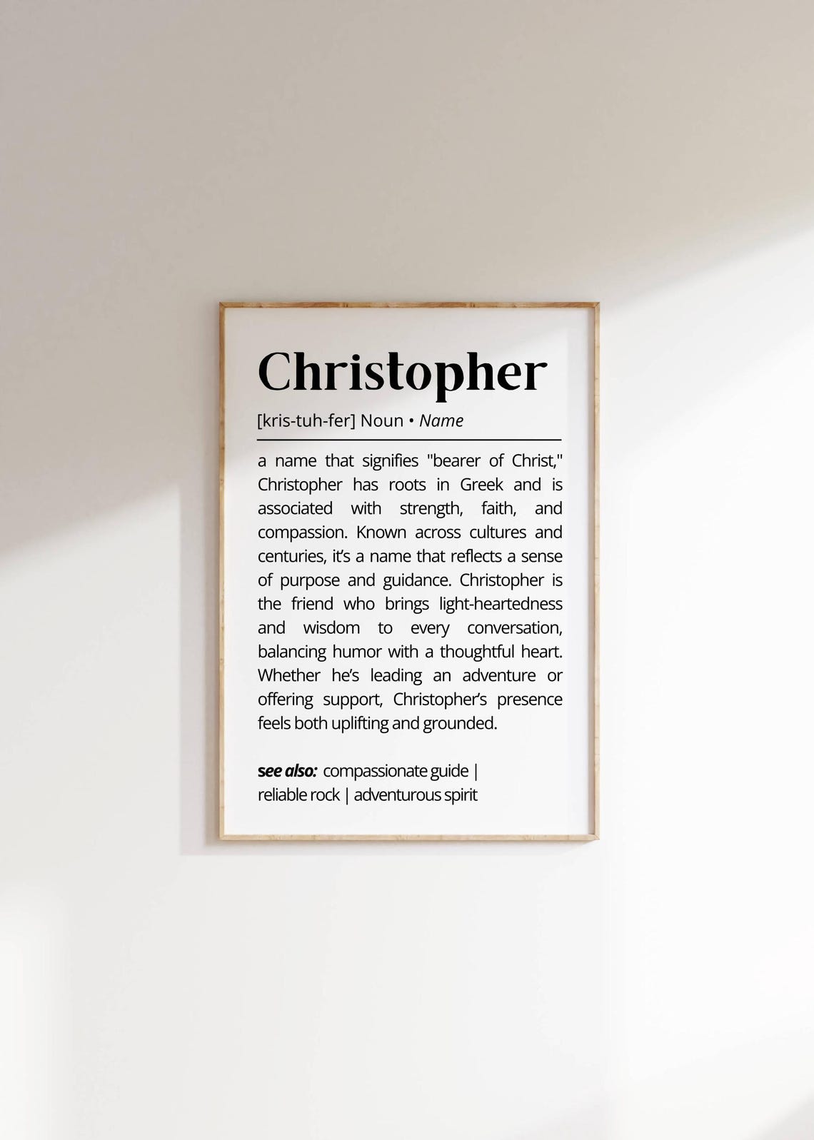 Christopher Name Definition Print Personalized Meaning Brave Gift Art - Image 2
