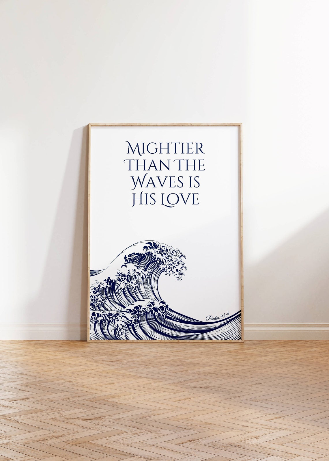 Mightier Than The Waves Wall Art Prints Minimalist Poster Art Christian Wall Art Ocean Wave Poster Psalm 93 Bible Scripture Wall Art Prints