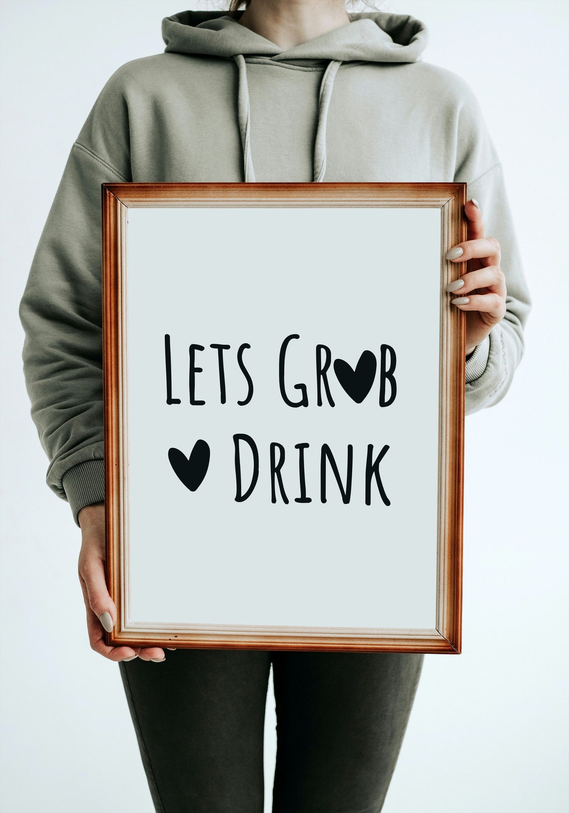 Lets Grab Drink Heart Lettering Trendy Kitchen Bar Party Poster - Image 4