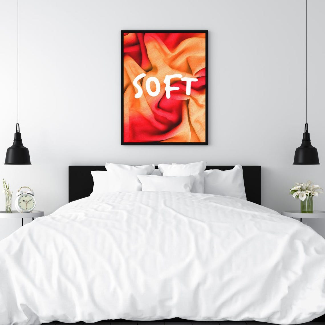 Soft Warm Red Orange Fabric Texture Cozy Minimalist Quote Poster - Image 3