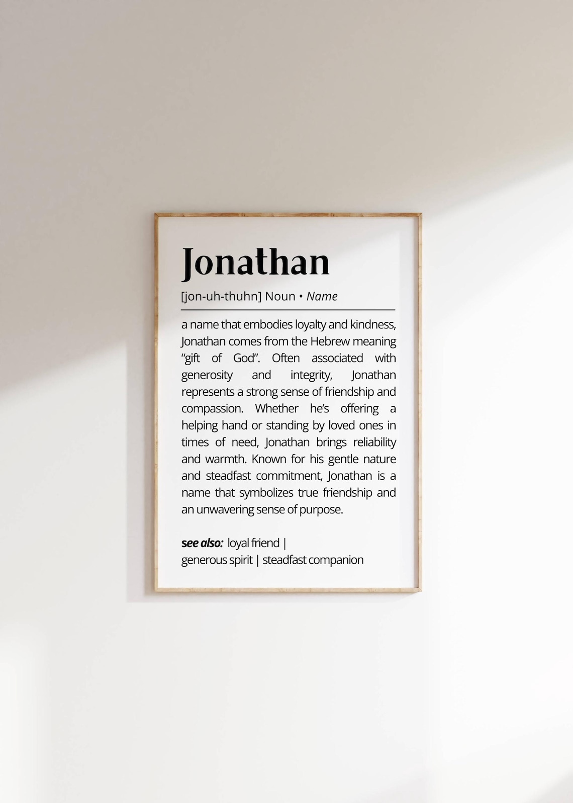 Jonathan Name Definition Art Print, Minimalist Typography - Image 2