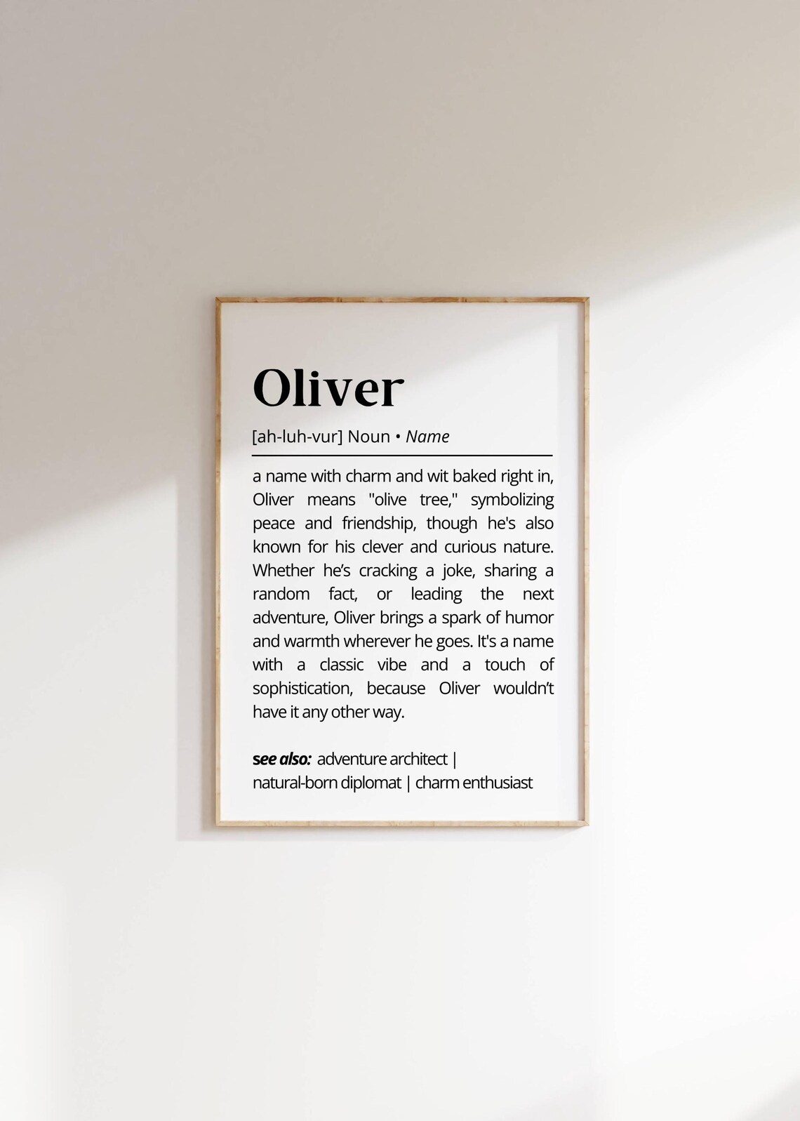 Oliver Name Definition Nursery Decor Art Print