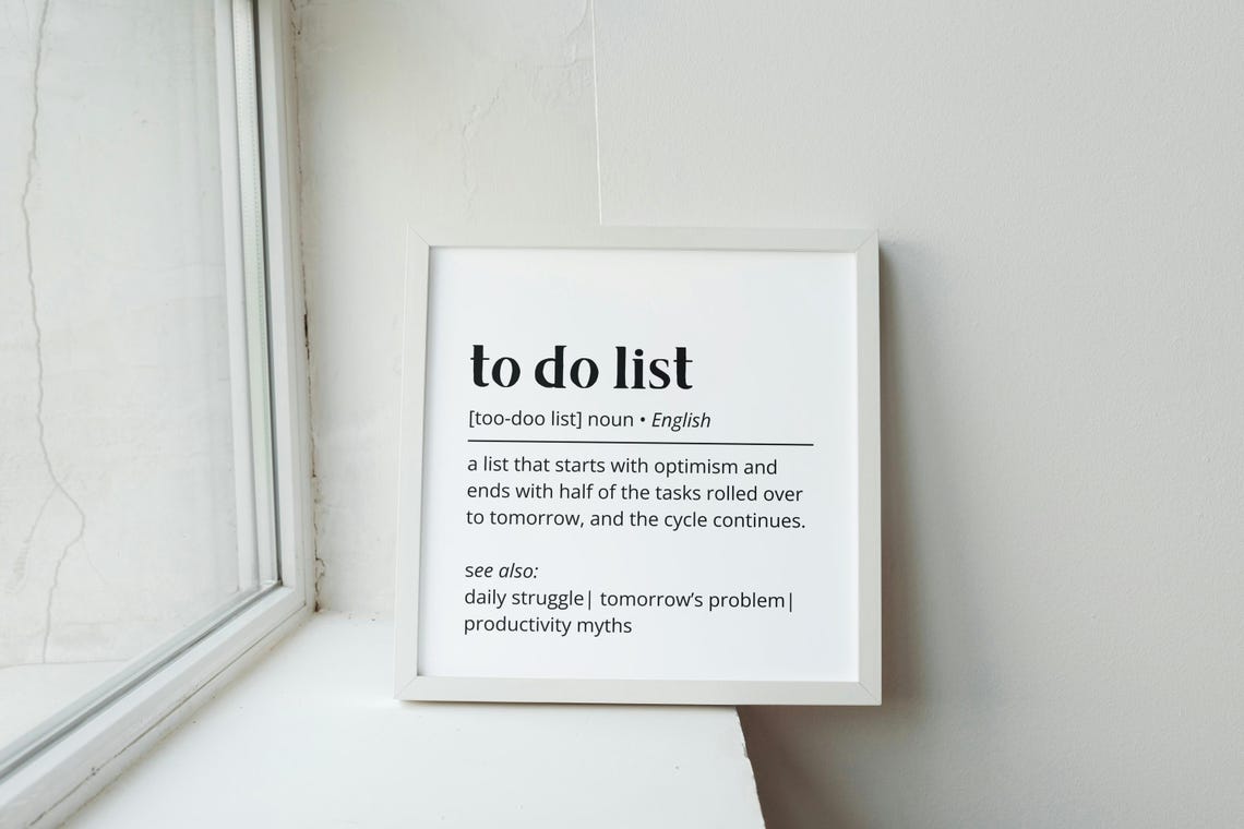 To Do List Definition Funny Productivity Phrase Dictionary Poster - Image 2