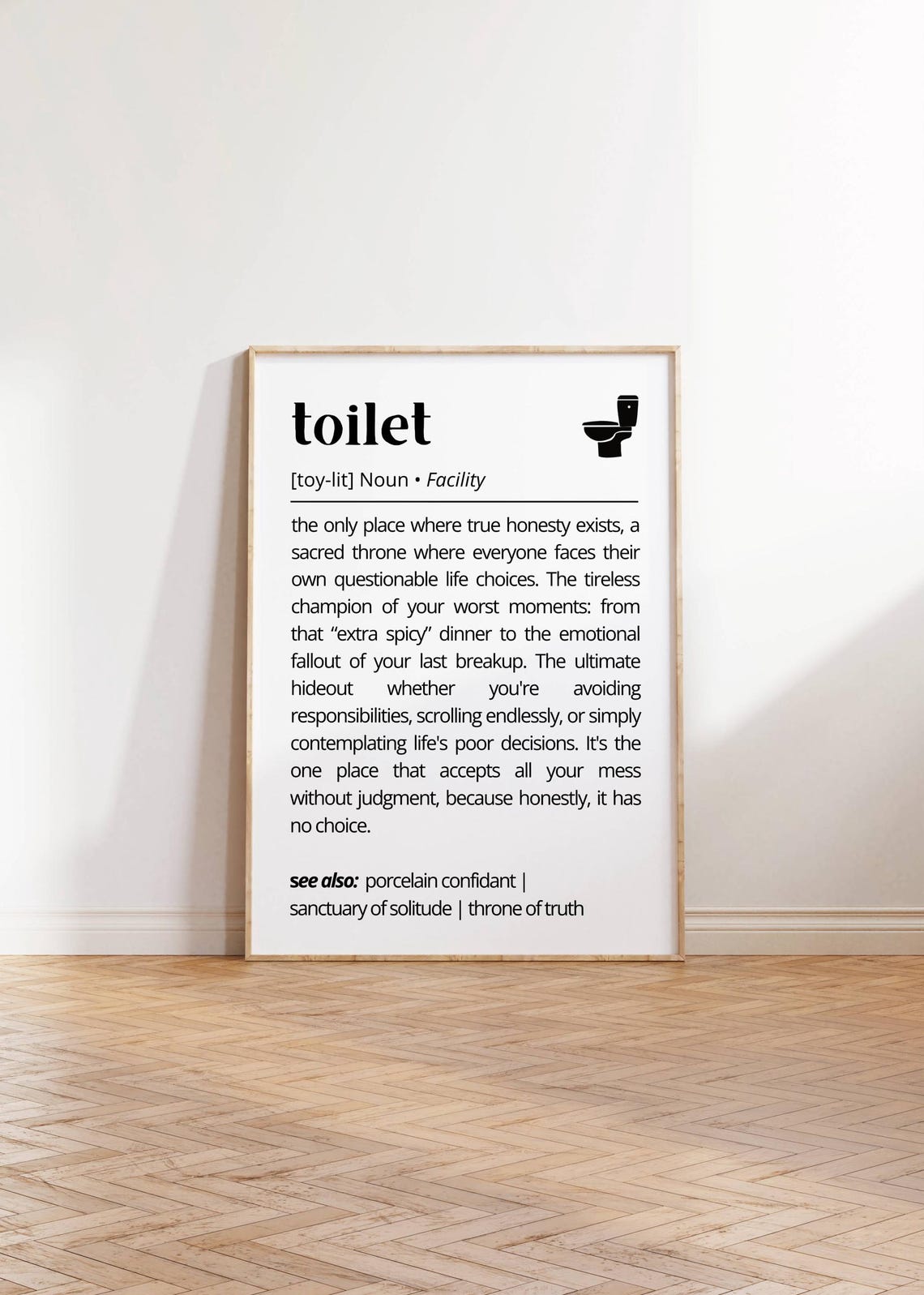 Toilet Funny Definition Bathroom Humor Honest Throne Wall Art - Image 2