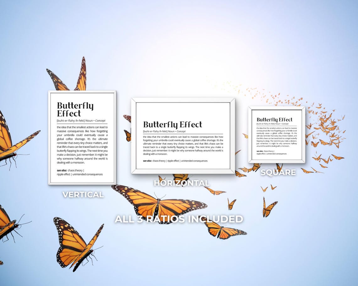 Butterfly Effect Definition Chaos Theory Motivation Typography Poster - Image 3