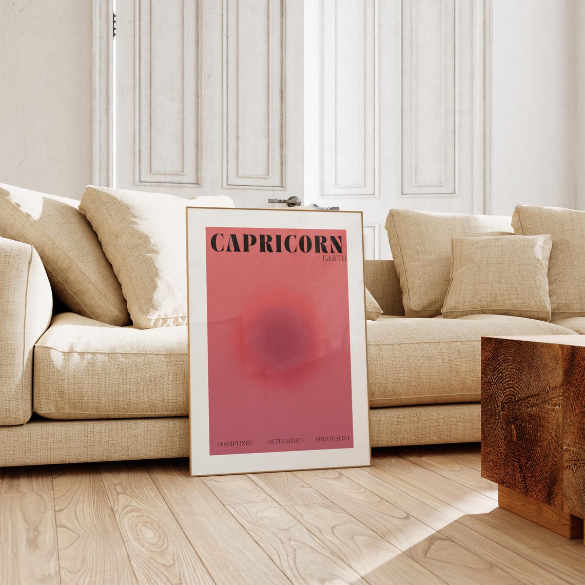 Capricorn Earth Sign Rose Aura Gradient Zodiac Astrology Poster - Image 2