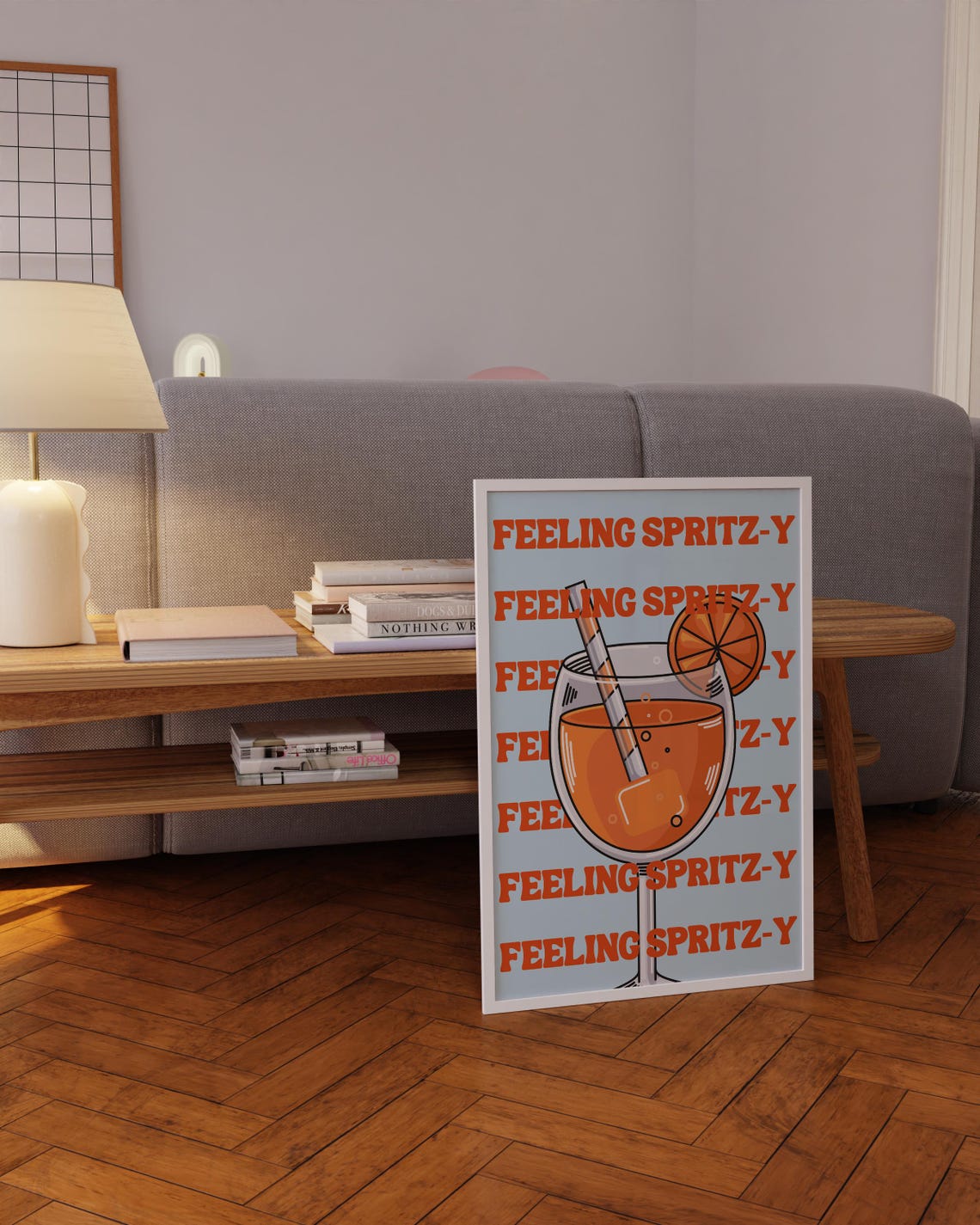 Feeling Spritzy Retro Typography Poster Orange Cocktail Glass Art - Image 5