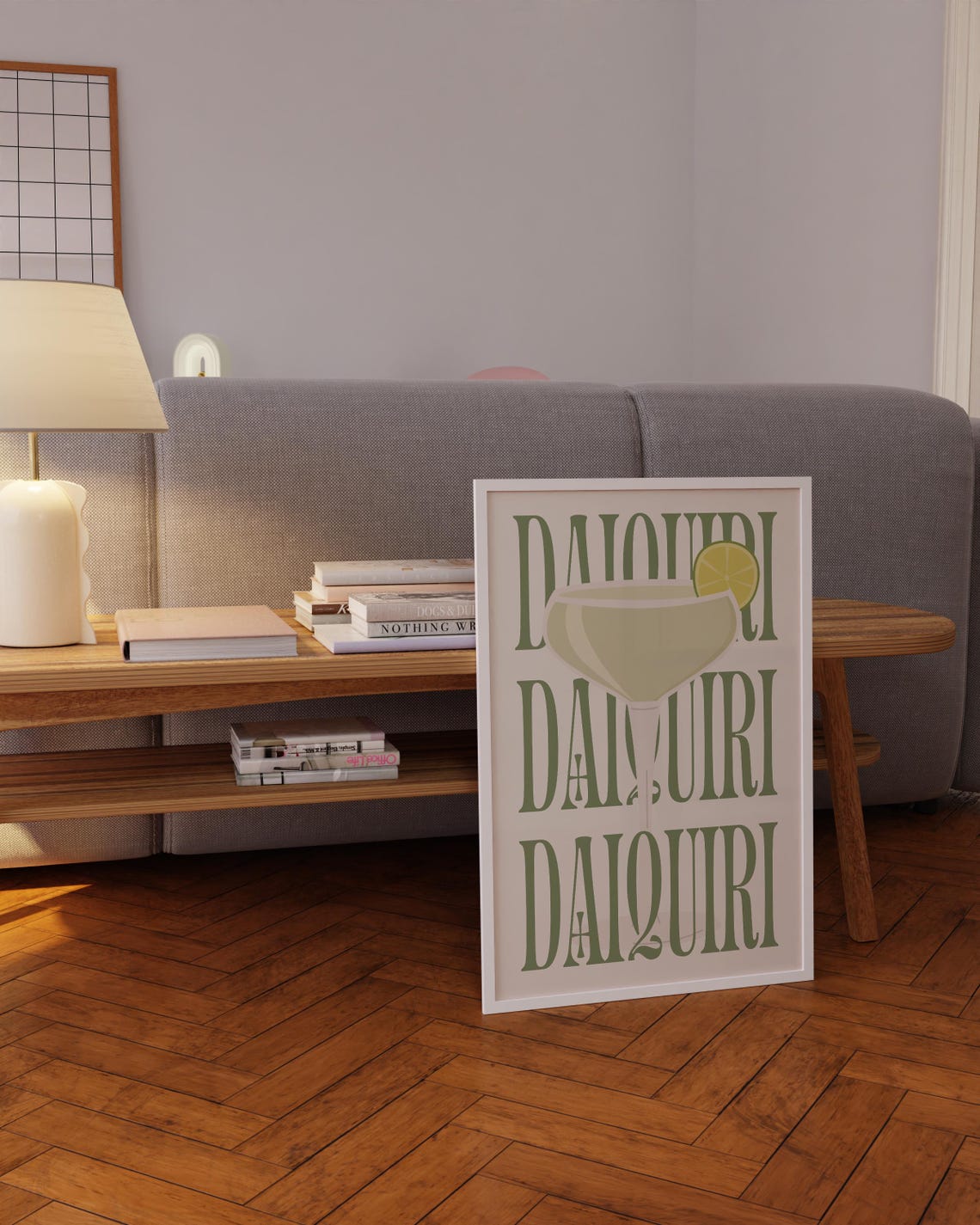 Daiquiri Green Typography Cocktail Poster Coupe Glass Retro Bar Art - Image 5