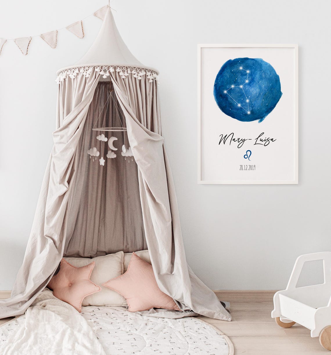Leo Constellation Blue Circle Personalized Name Star Gift Poster - Image 3