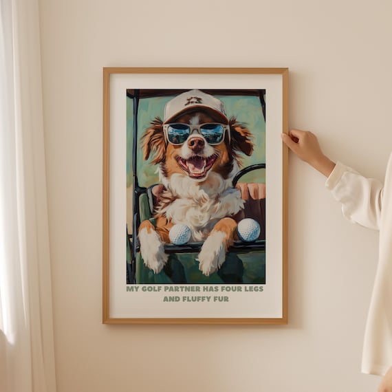 My Golf Partner Has Four Legs Australian Shepherd Funny Dog Poster