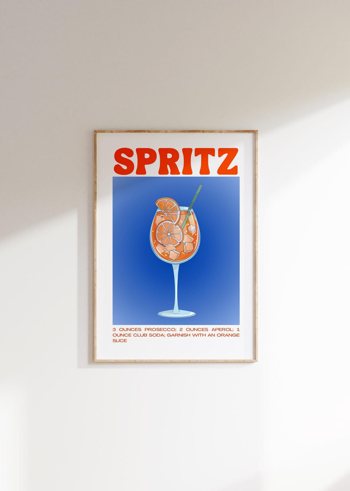 Spritz Aperol Cocktail Recipe Poster Retro Orange Blue Kitchen Art - Image 4