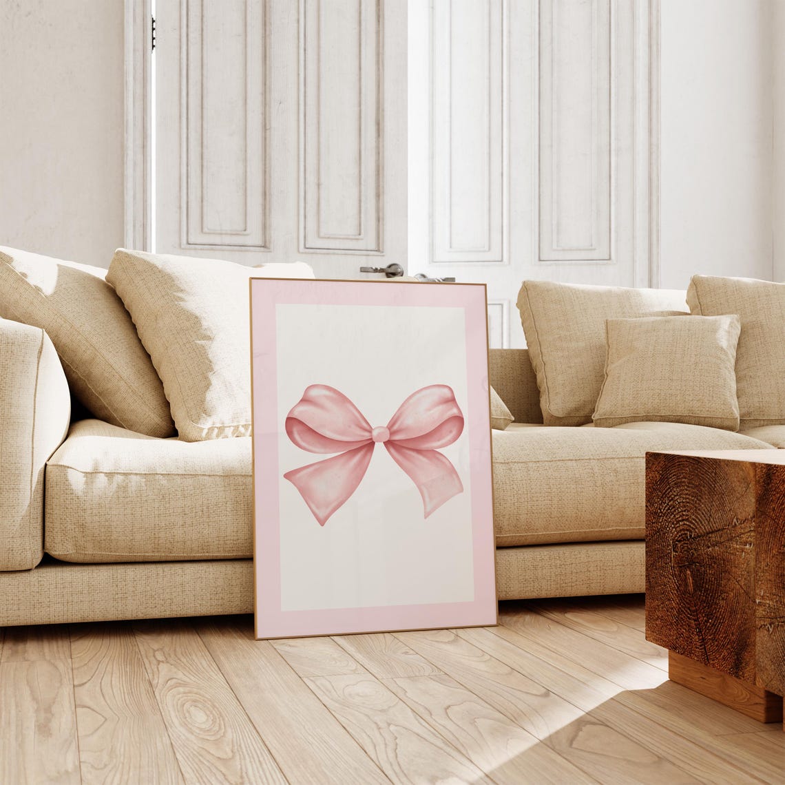 Pink Satin Bow Minimalist Coquette Ribbon Elegant Decor Poster - Image 2