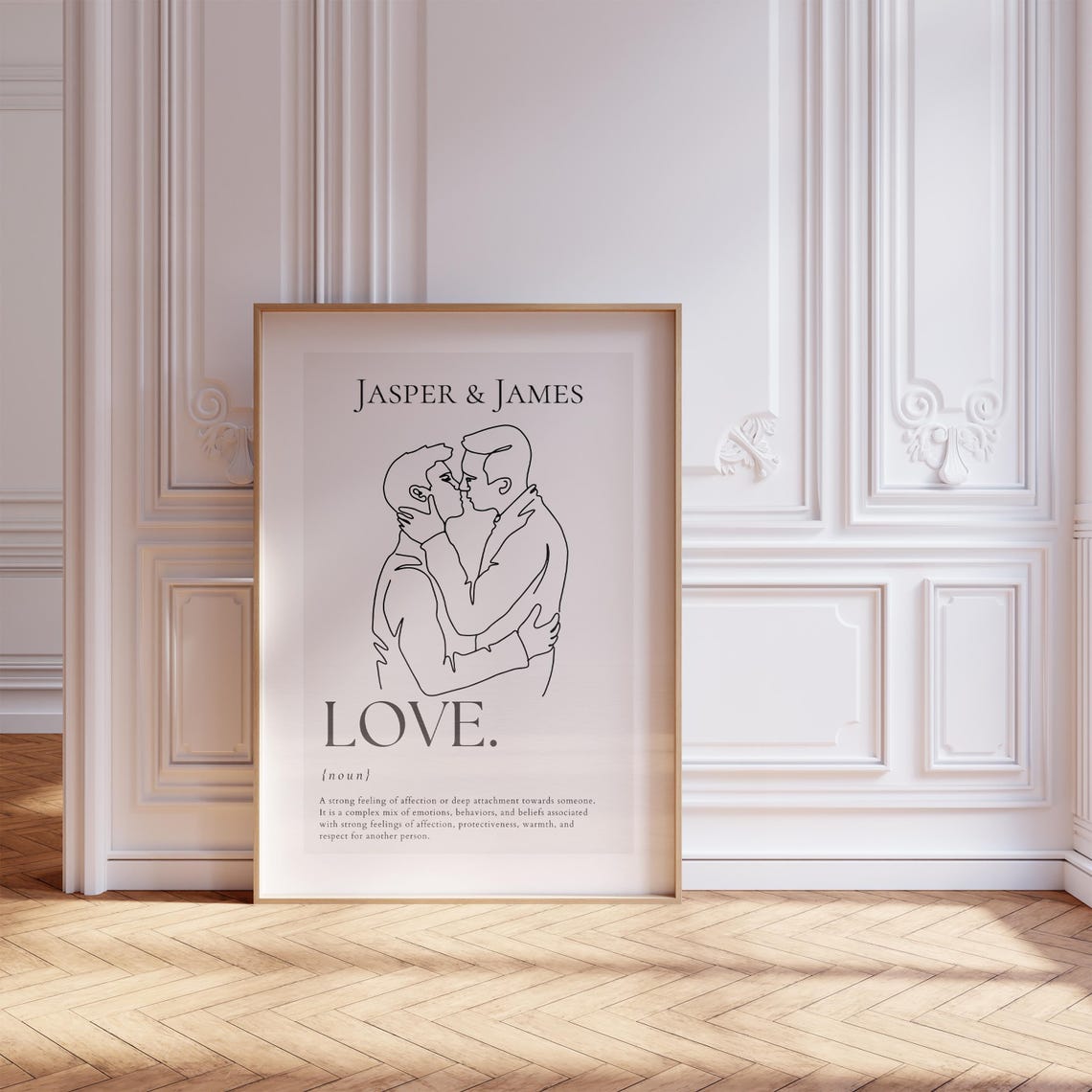 Personalized Gay Couple Love Definition Minimalist Line Art Poster