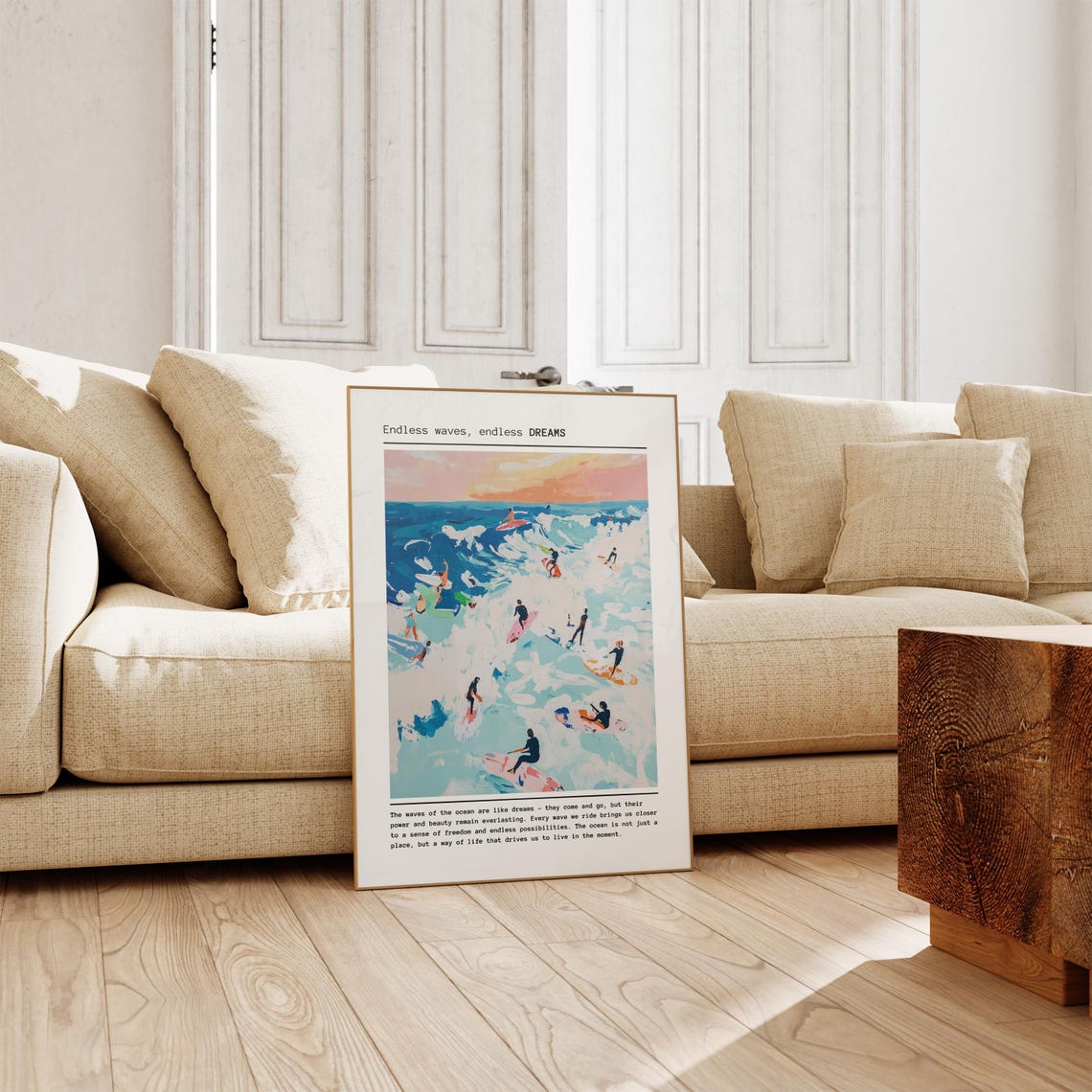 Endless Waves Endless Dreams Surf Painting Quote Art Wall Poster - Image 3