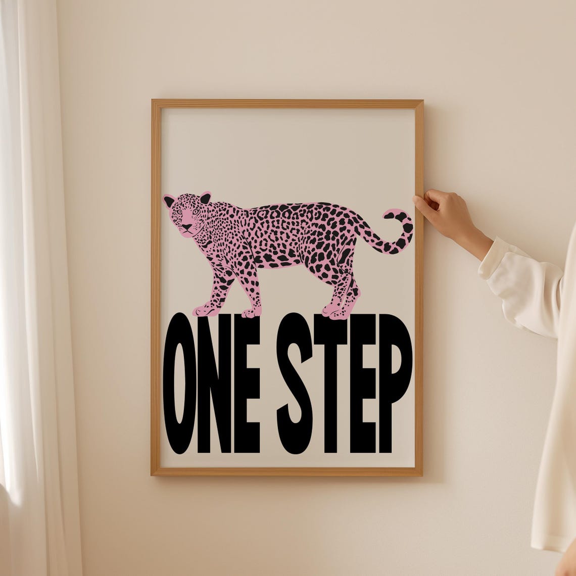 Pink Leopard One Step Bold Typography Trendy Motivational Quote Poster