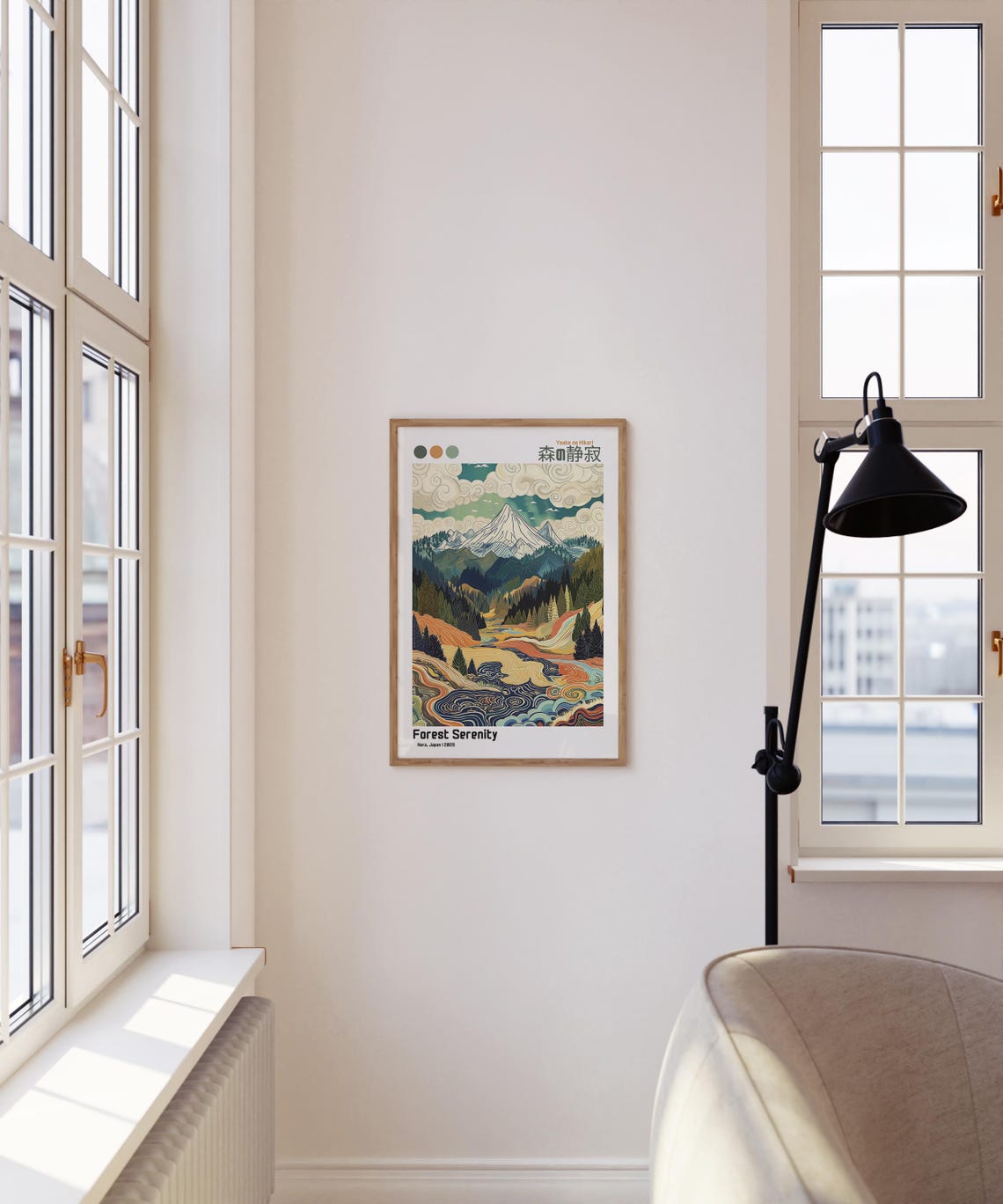 Forest Serenity Nara Japan Snowy Mountain Forest Illustration Poster - Image 4