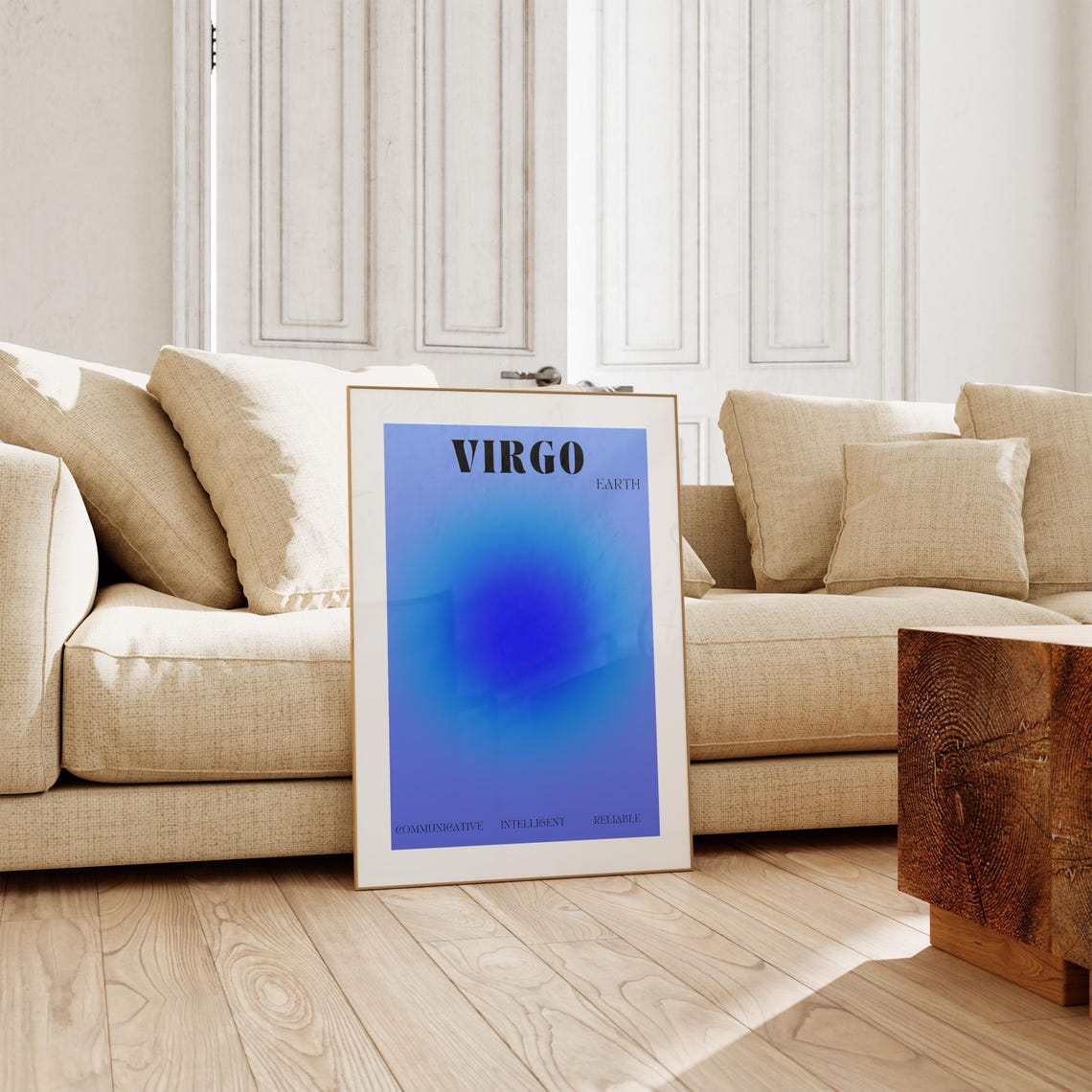 Virgo Earth Sign Blue Aura Gradient Zodiac Astrology Birthday Poster - Image 2