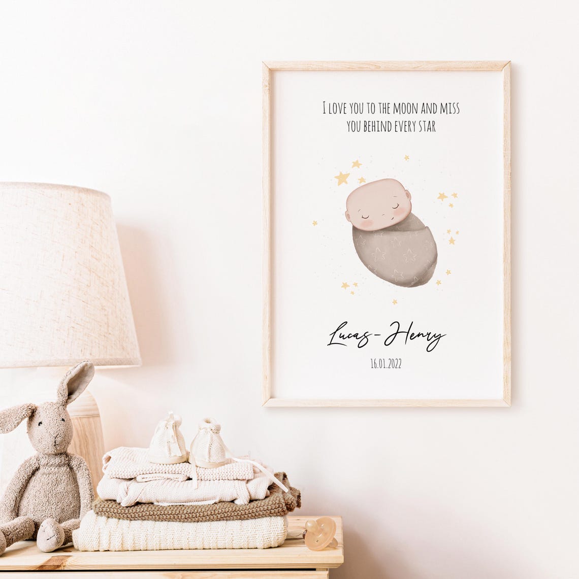 Personalized Sweet Sleeping Angel Baby Memorial Quote Poster - Image 5