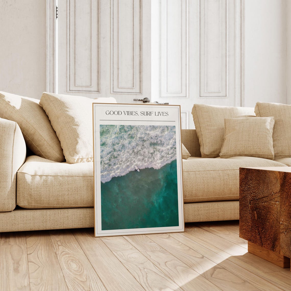 Good Vibes Surf Lives Aerial Ocean Wave Photo Art Wall Poster - Image 3
