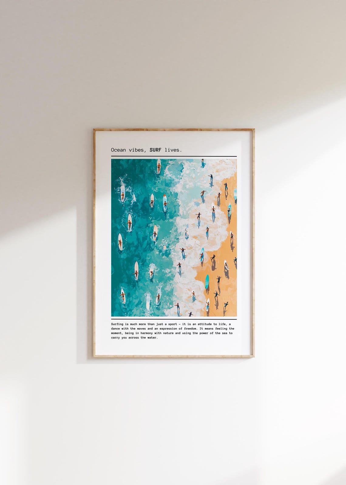 Ocean Vibes Surf Lives Aerial Surfers Beach Photo Art Wall Poster - Image 4