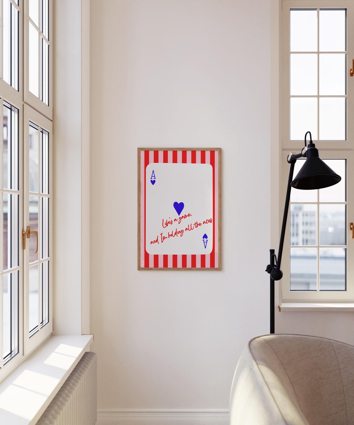 Ace of Hearts Life's a Game Playing Card Retro Preppy Wall Art Poster - Image 4