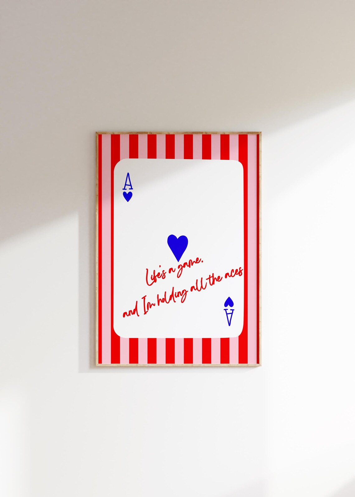 Ace of Hearts Life's a Game Playing Card Retro Preppy Wall Art Poster - Image 3