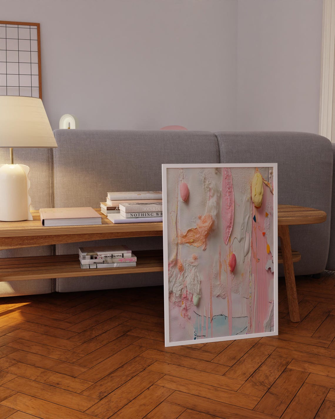 Pastel Pink Textured Collage Candy Abstract Playful Modern Wall Poster - Image 4