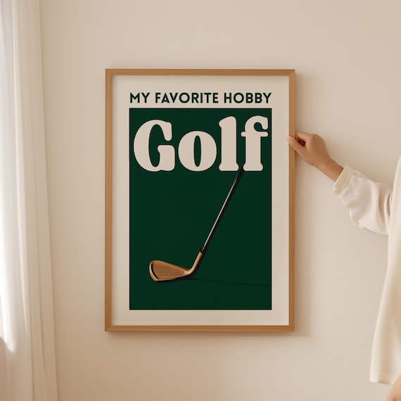 My Favorite Hobby Golf Vintage Green Minimalist Club Poster Art