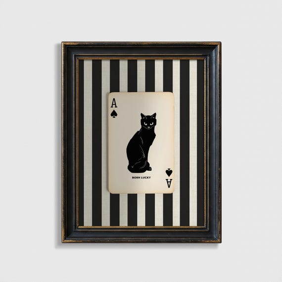 Lucky Charm Black Cat Halloween Vintage Art Print